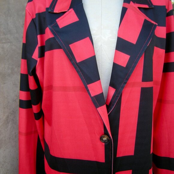 FULL LENGTH RED AND BLACK DUSTER SIZE 2X UNBRANDED - Picture 6 of 6